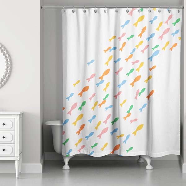 Colourful shop shower curtain